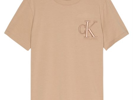 Calvin Klein Monogram Embro Logo T-Shirt Travertine Online Sale