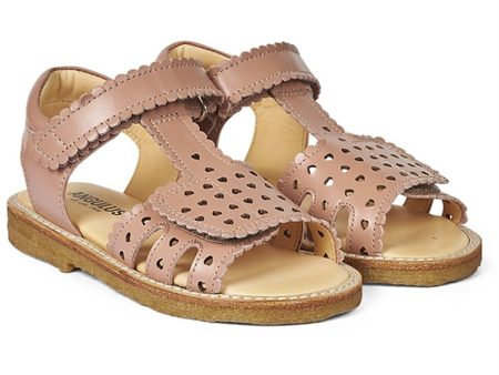 Angulus Sandal M. Velcrolukning Og Hjerter Mørk Fersken on Sale