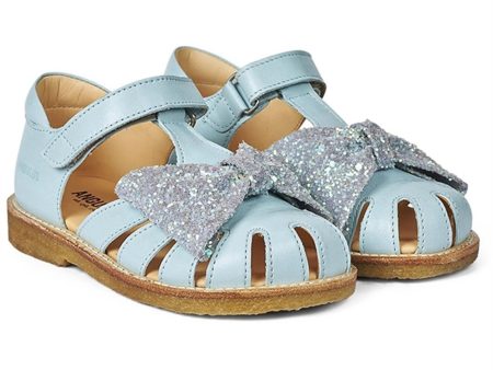 Angulus Sandal M. Sløjfe Og Velcrolukning Mint Mint Glitter Cheap