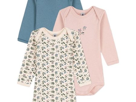 Petit Bateau Bodies ML 3 Pack Rose Flower Blue Online Hot Sale