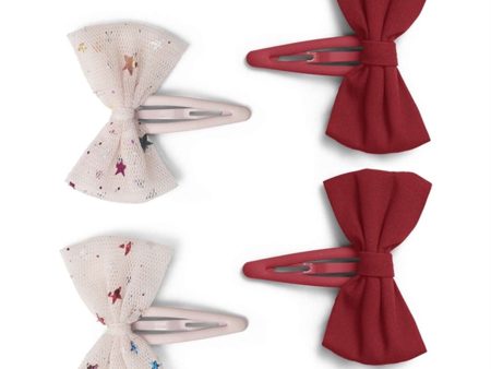 Konges Sløjd Hårclips Tulle Bowtie 4-pak Multi Star Red Online now