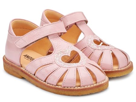 Angulus Hjerte Sandal M. Velcrolukning Rosa Rosa Glitter Online now