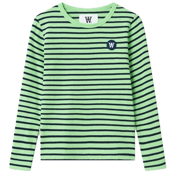 Wood Wood Pale Green Navy Stripes Kim Bluse For Cheap