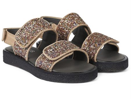 Angulus Glittersandal M. Velcrolukning Sand Multi Glitter Discount