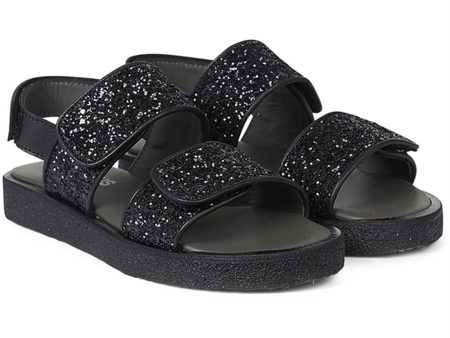 Angulus Glittersandal M. Velcrolukning Sort Sort Glitter For Discount