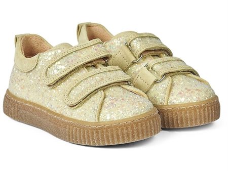 Angulus Glitter Sneaker M. Velcrolukning Lysegul Glitter Lysegul For Cheap